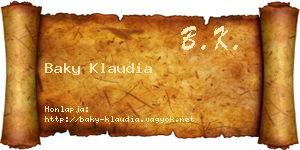 Baky Klaudia névjegykártya